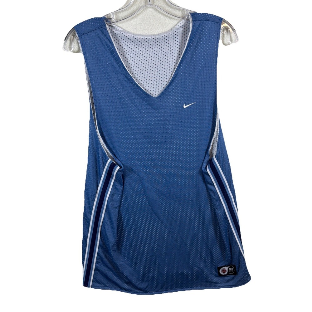 Nike, Men's, M, Reversible Mesh‎ Jersey White/Blue Sleeveless V-Neck-Vintage